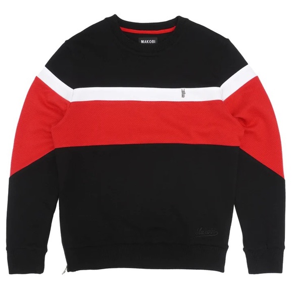 Makobi M4392 MAKOBI MONOGRAM SWEATER - BLACK/RED - Picture 1 of 2